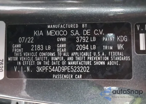 2023 Kia Forte Gt-Line from USA, damaged, VIN 3KPF54AD9PE523202
